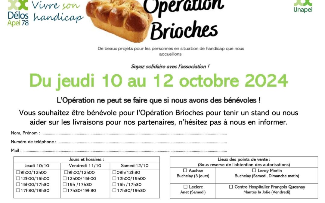 Devenez bénévole lors de l’Opération Brioches 2024