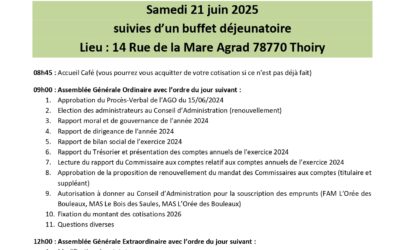 Assemblée Générale de l’association le 21 juin 2025
