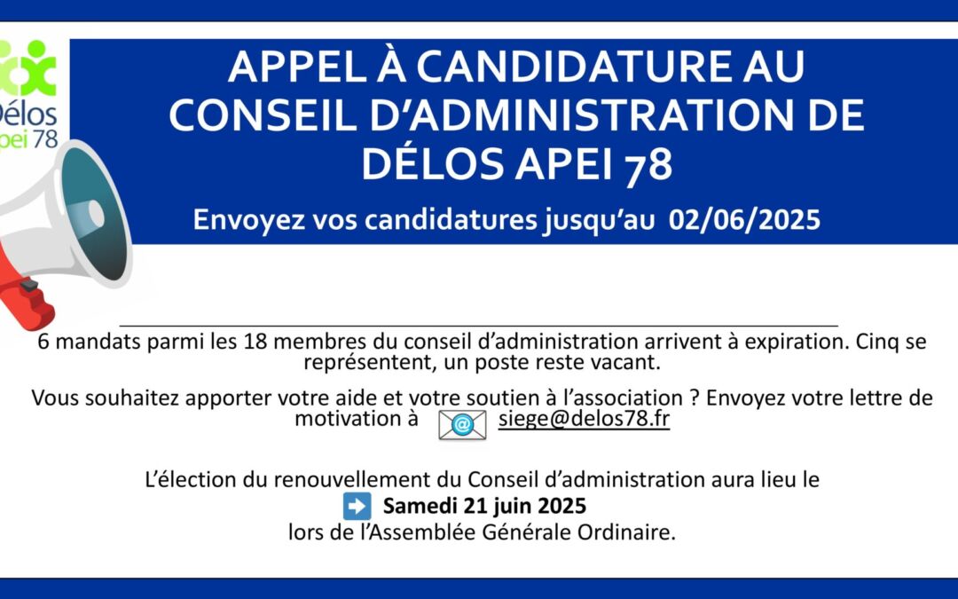 Appel à candidature au CA de Délos Apei 78
