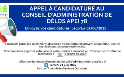 Appel à candidature au CA de Délos Apei 78
