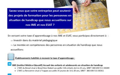 Versement de la Taxe d’Apprentissage aux IME et ESAT de Délos Apei 78
